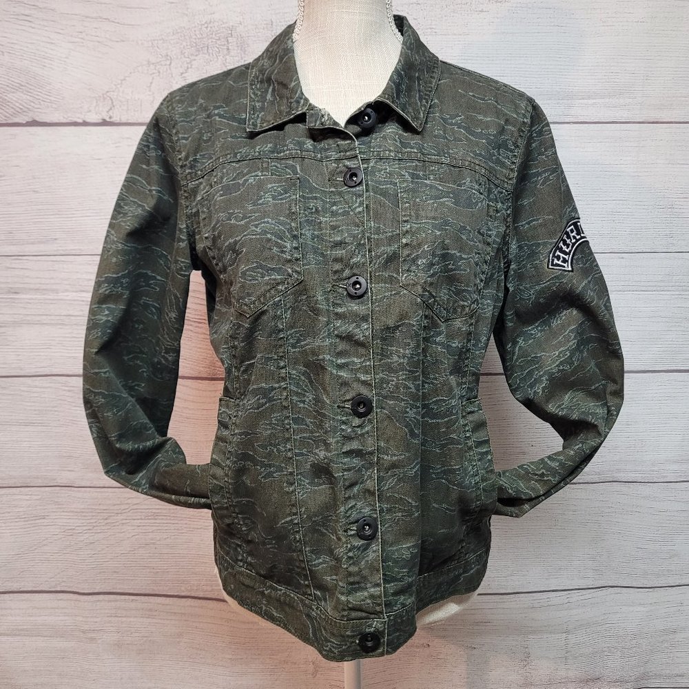 Hurley Women's Lightweight Denim Button Up Camo Jacket